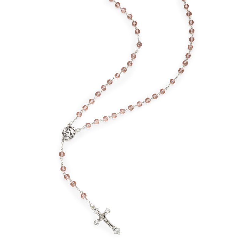 Rosario in vetro rosa