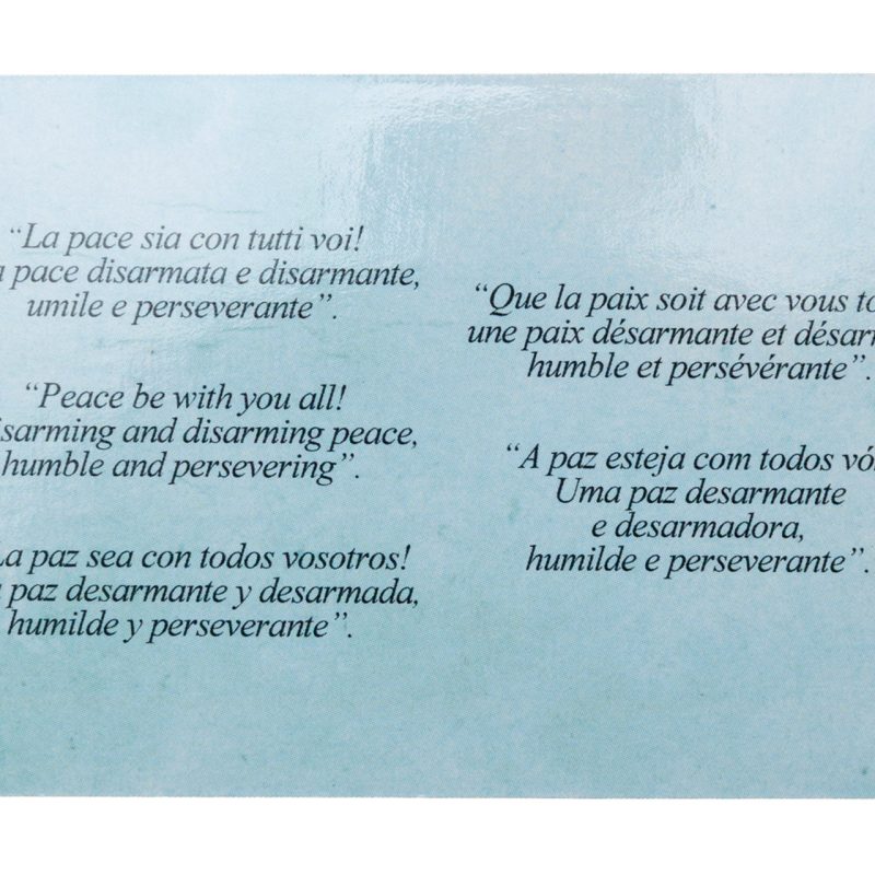Santino plastificato multilingue di Papa Leone XIV