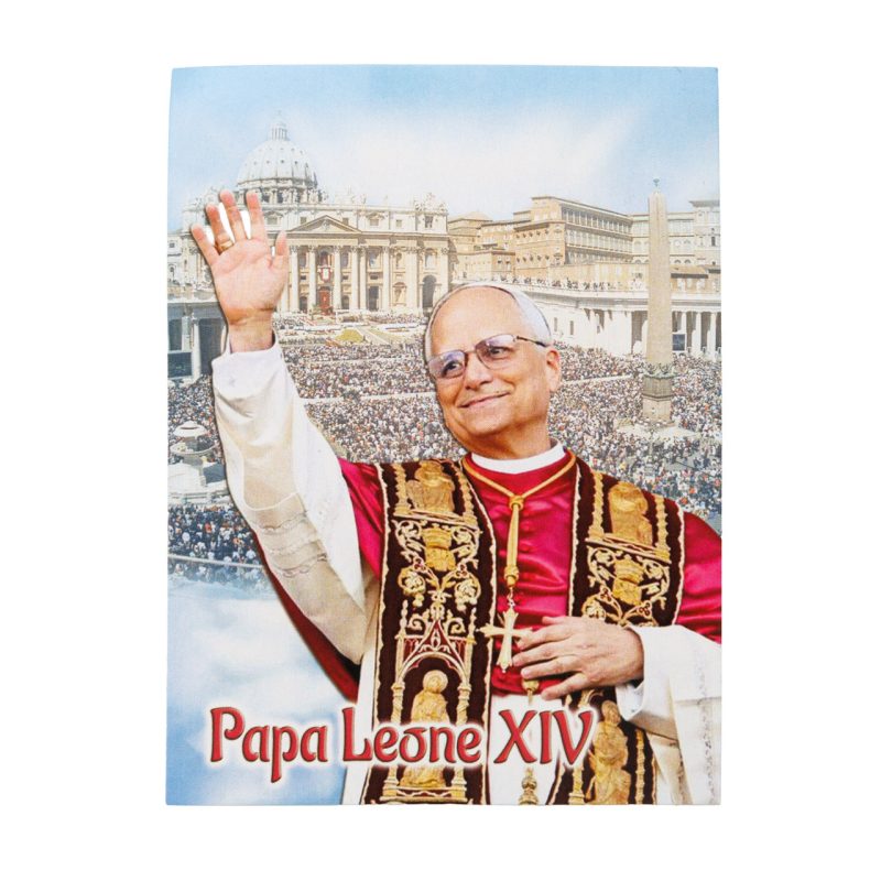Bracciale rosario elastico in vetro con la medaglia di Papa Leone XIV