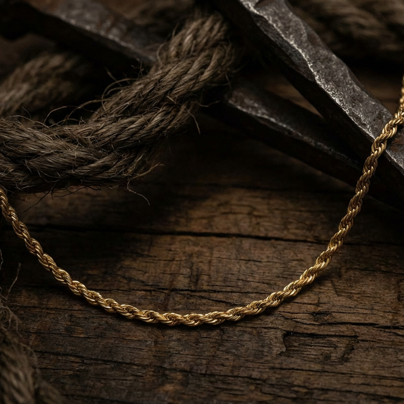 Catena Torchon (rope) in argento dorato