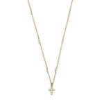 Collana con ciondolo croce in argento dorato e cristalli