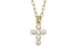 Collana con ciondolo croce in argento dorato e cristalli