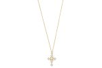 Collana con ciondolo croce in argento dorato e cristalli