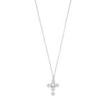 Collana con ciondolo croce in argento dorato e cristalli