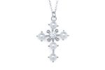Collana con ciondolo croce in argento dorato e cristalli