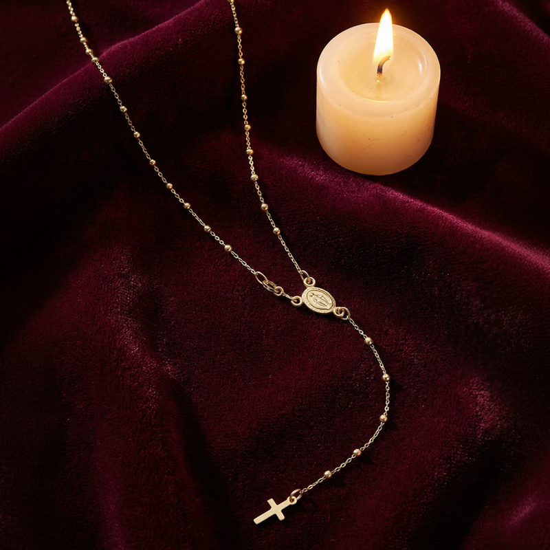 Rosario collana con la Medaglia Miracolosa in oro giallo 18 kt