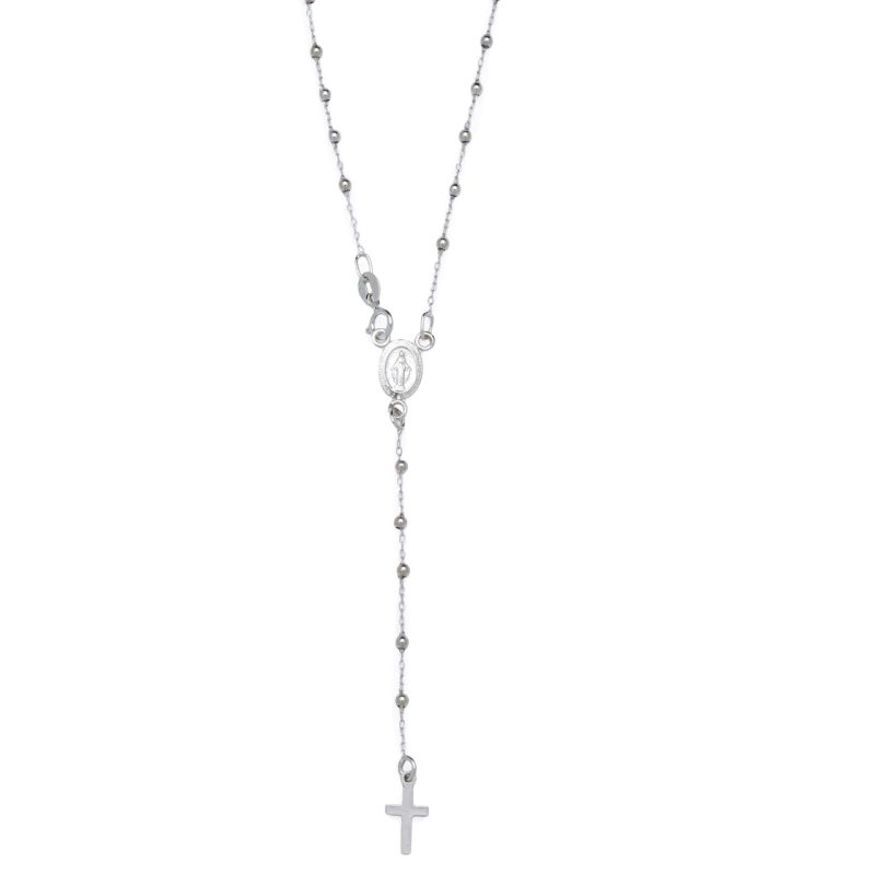 Rosario collana con la Medaglia Miracolosa in oro bianco 18 kt