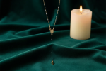 Rosario collana bicolore con la Medaglia Miracolosa in oro bianco e giallo 18 kt