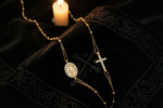 Rosario collana con la Medaglia Miracolosa in oro giallo 18 kt e zirconi