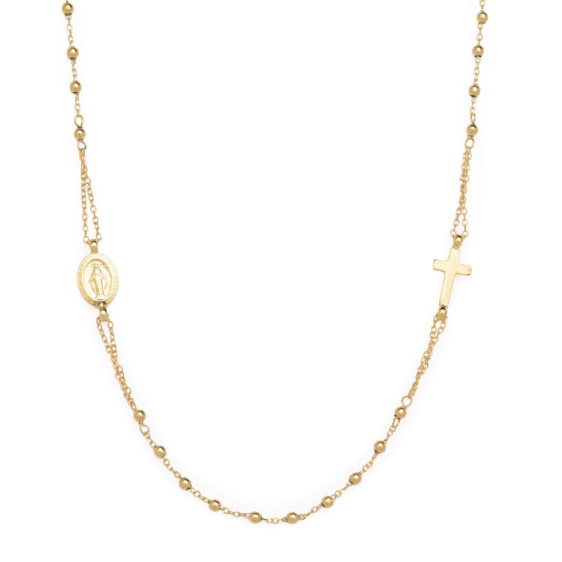 Rosario collana con la Medaglia Miracolosa in oro giallo 18 kt