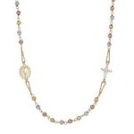 Rosario collana trinity diamantato con la Medaglia Miracolosa in oro 18 kt