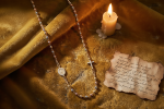 osario collana trinity diamantato con la Medaglia Miracolosa in oro 18 kt