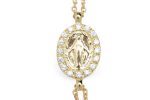 Rosario collana trinity diamantato con la Medaglia Miracolosa in oro 18 kt
