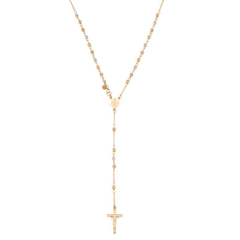 Rosario trinity diamantato con la Medaglia Miracolosa in oro 18 kt