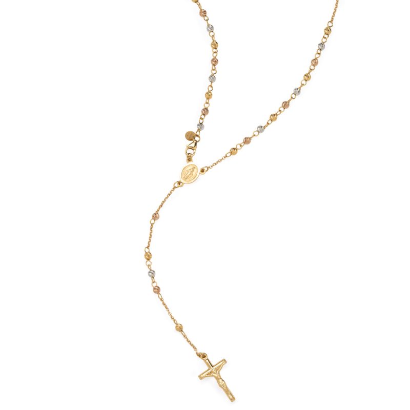 Rosario trinity diamantato con la Medaglia Miracolosa in oro 18 kt