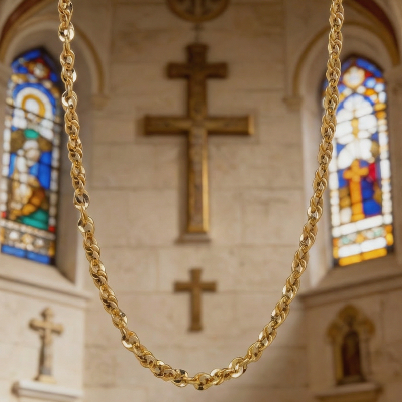 Catena Torchon (rope) diamantata in oro giallo 18 kt