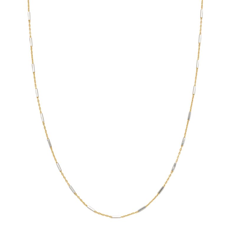 Catena a maglia alternata in oro giallo e bianco 18 kt