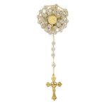 Rosario in argento dorato e cristalli con Madonna della Salute e Croce della Pace