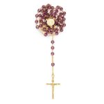 Rosario in argento dorato e grani sfaccettati in Preciosa crystals con Madonna della Salute e Croce della Pace