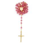 Rosario in argento dorato e grani sfaccettati in Preciosa crystals con Madonna della Salute e Croce della Pace