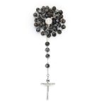 Rosario in argento 925 e cristallo di Murano con Madonna della Salute e Croce della Pace