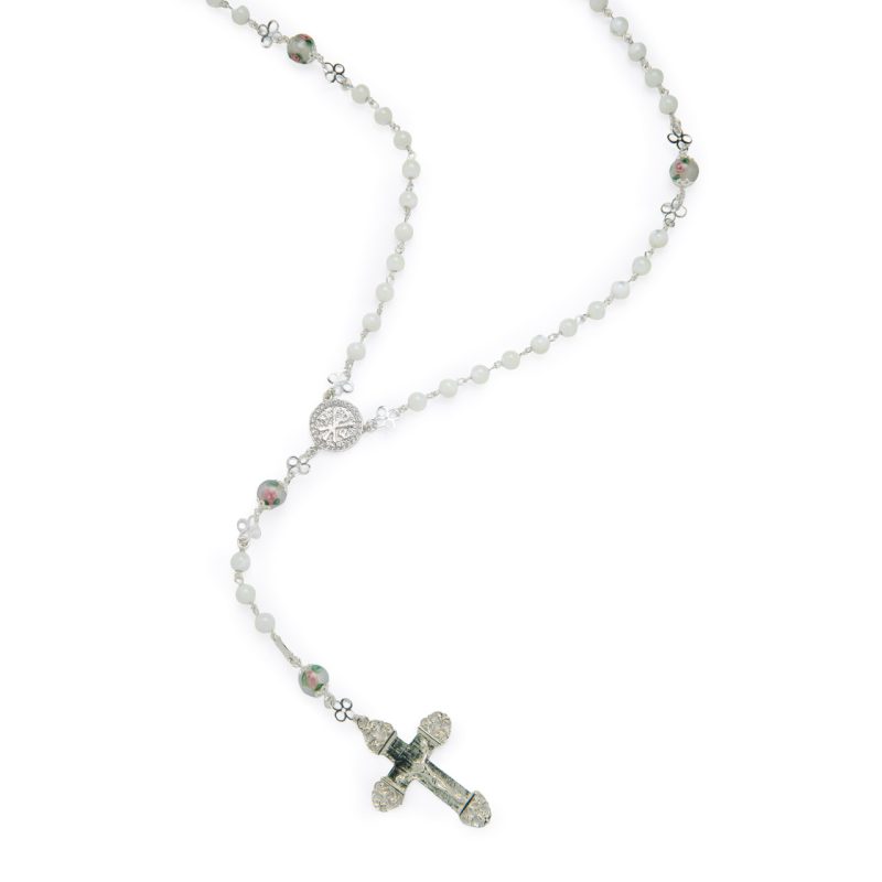 Rosario in argento 925 e Madreperla con Madonna della Salute e Croce della Pace