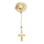 Rosario in argento dorato e Madreperla con Madonna della Salute e Croce della Pace
