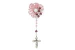 Rosario in argento 925 e Quarzo Rosa con la Madonna della Salute e Croce della Pace