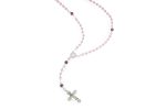 Rosario in argento 925 e Quarzo Rosa con la Madonna della Salute e Croce della Pace - immagine 2