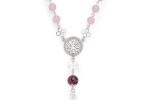 Rosario in argento 925 e Quarzo Rosa con la Madonna della Salute e Croce della Pace - immagine 3
