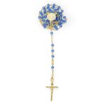 Rosario in argento dorato e grani sfaccettati in Preciosa crystals con Madonna della Salute e Croce della Pace