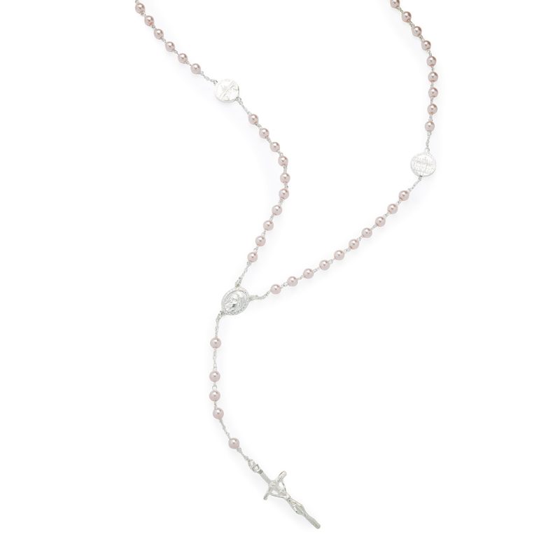 Rosario con le 4 Basiliche Papali in perla rosa