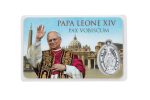 Santino plastificato multilingue di Papa Leone XIV