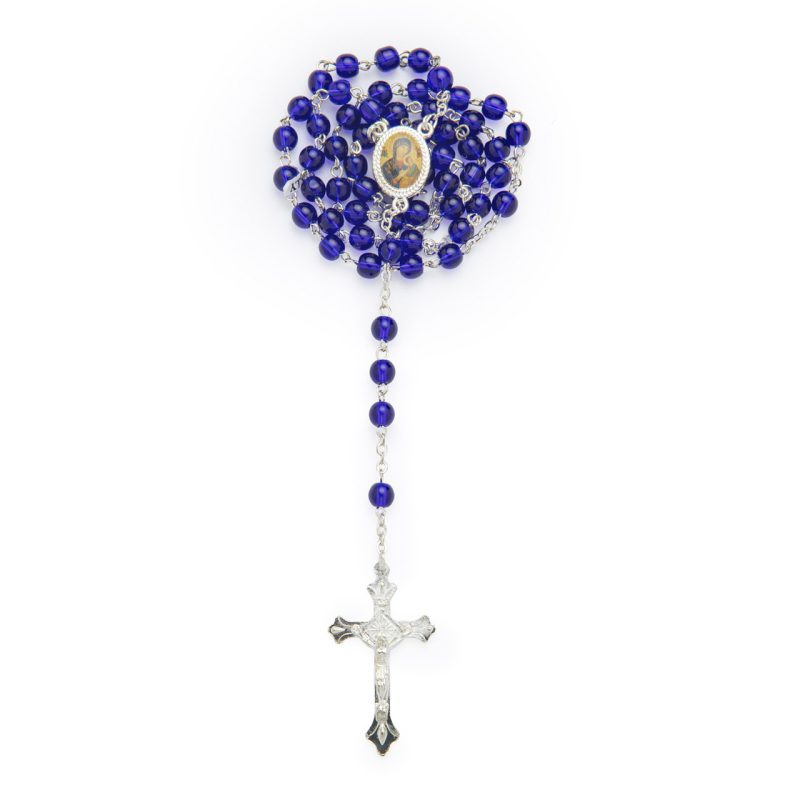 Rosario in vetro blu