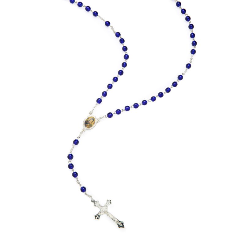 Rosario in vetro blu