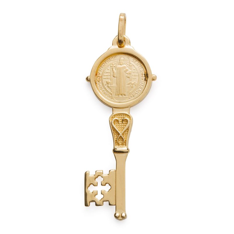 Chiave del Paradiso con la Medaglia di San Benedetto in argento dorato