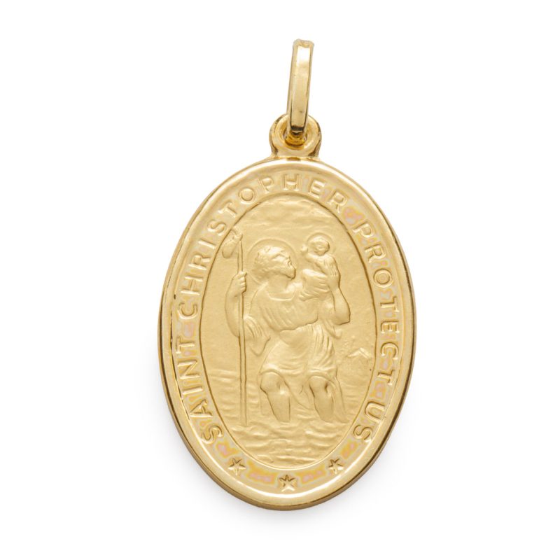 Medaglia di San Cristoforo in argento dorato