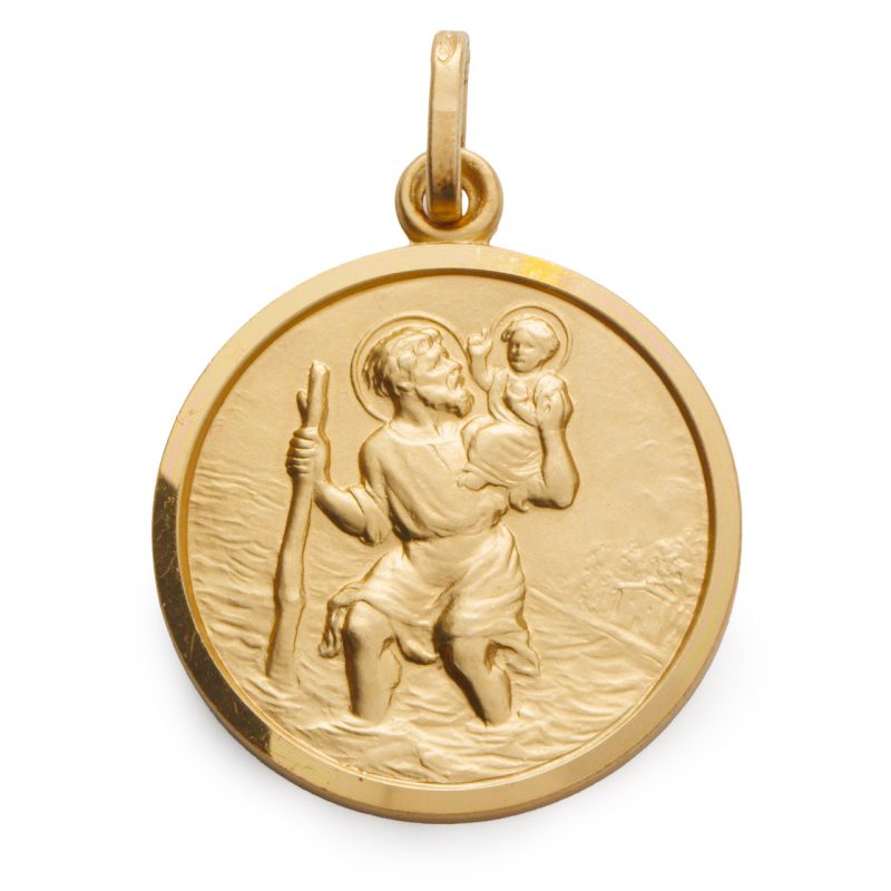 Medaglia di San Cristoforo in argento 925 dorato