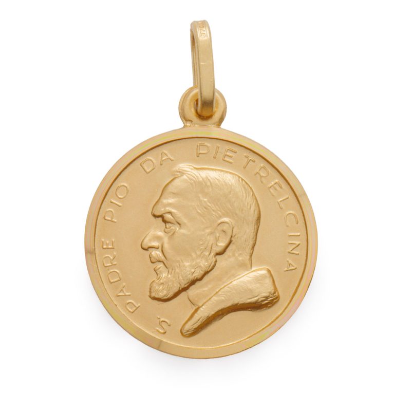 Medaglia di San Padre Pio da Pietrelcina in argento 925 dorato