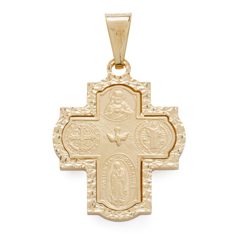 Croce Scapolare con Sacro Cuore di Gesù, Vergine del Carmine, San Cristoforo, Medaglia Miracolosa, San Benedetto e Madonna di Guadalupe