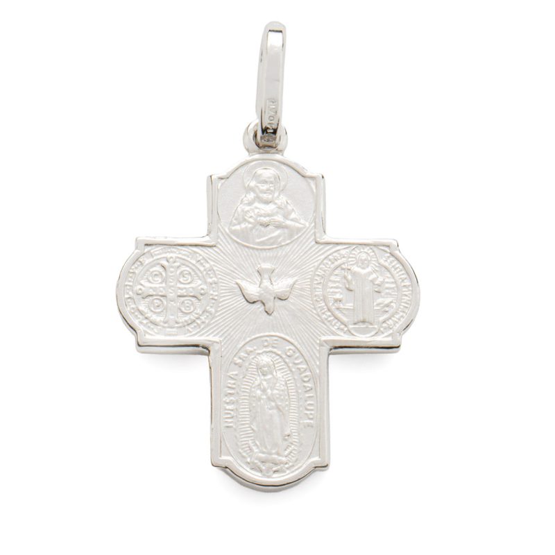 Croce Scapolare con Sacro Cuore di Gesù, Vergine del Carmine, San Cristoforo, Medaglia Miracolosa, San Benedetto e Madonna di Guadalupe