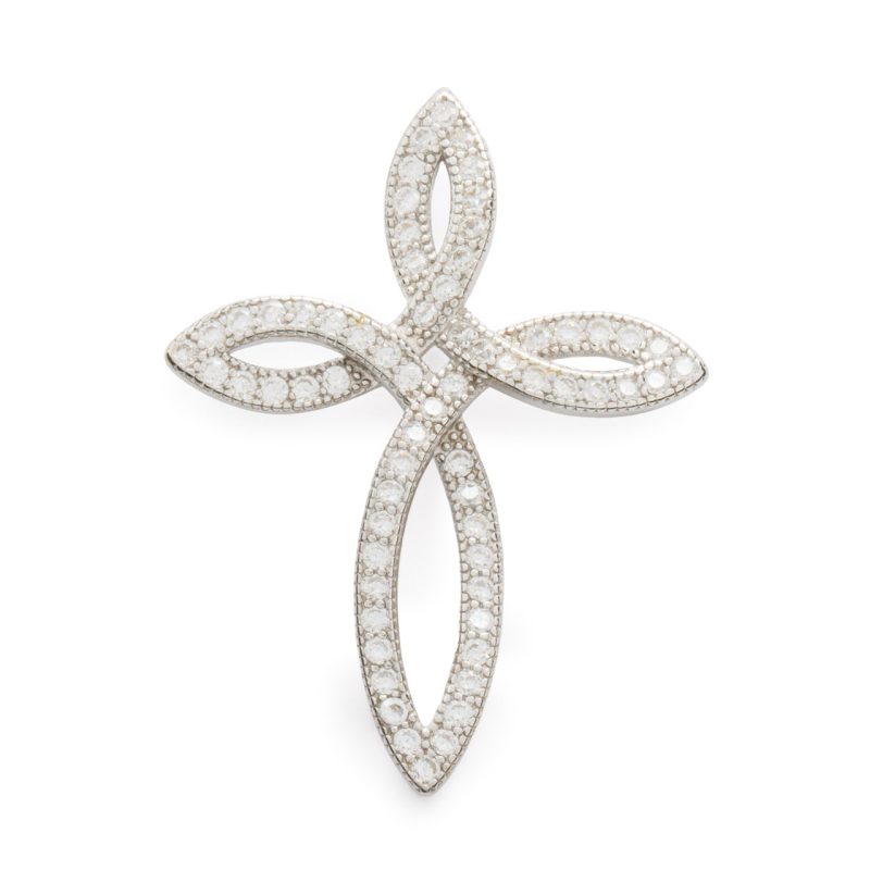 Croce stilizzata in argento 925 e zirconi