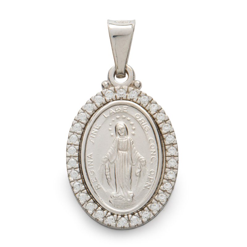 Medaglia Miracolosa in argento 925 e zirconi