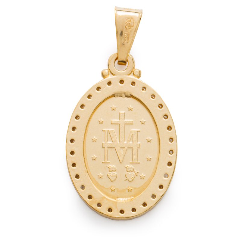 Medaglia Miracolosa in argento dorato 925 e zirconi