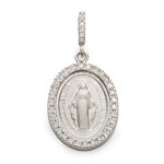 Medaglia Miracolosa in oro 18 kt bianco e zirconi