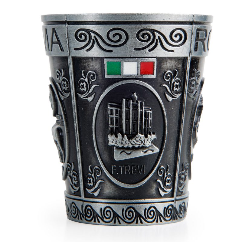 Bicchierino souvenir con le vedute di Roma in metallo