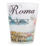 Bicchierino souvenir con le vedute di Roma in vetro satinato