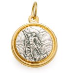 Medaglia di San Michele e San Cristoforo in metallo argentato e dorato