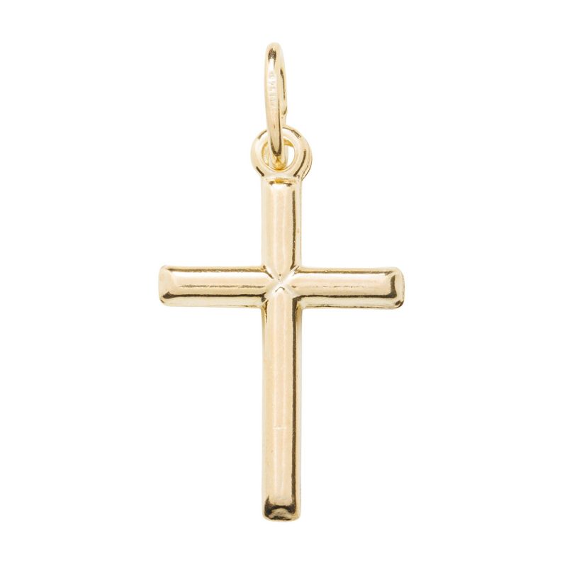 Croce liscia lucida in argento 925 dorato