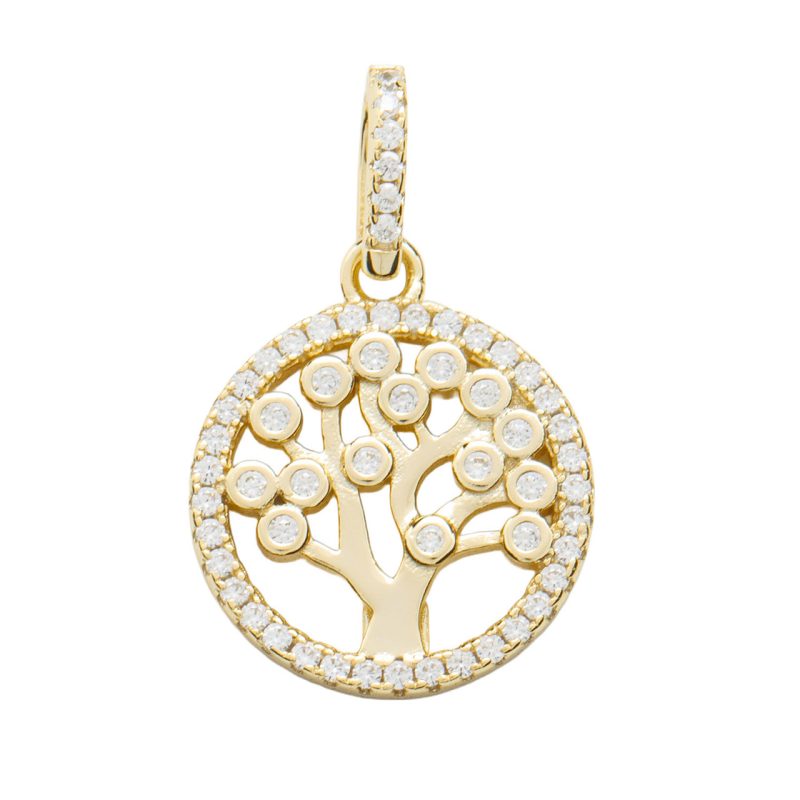 Medaglia Albero della vita in argento 925 dorato e zirconi